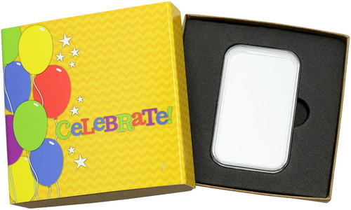 SilverTowne Natural Kraft Paper Gift Box w/Celebrate Balloons Box Sleeve & Cap - Product Packaging [Add $5.00]